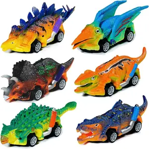 Dinosaur Design Pull Back Car Toy, 6pcs/set Colorful Dinosaur Car Toy, Model Toy for Birthday Gift, Creative Gift for Teenagers