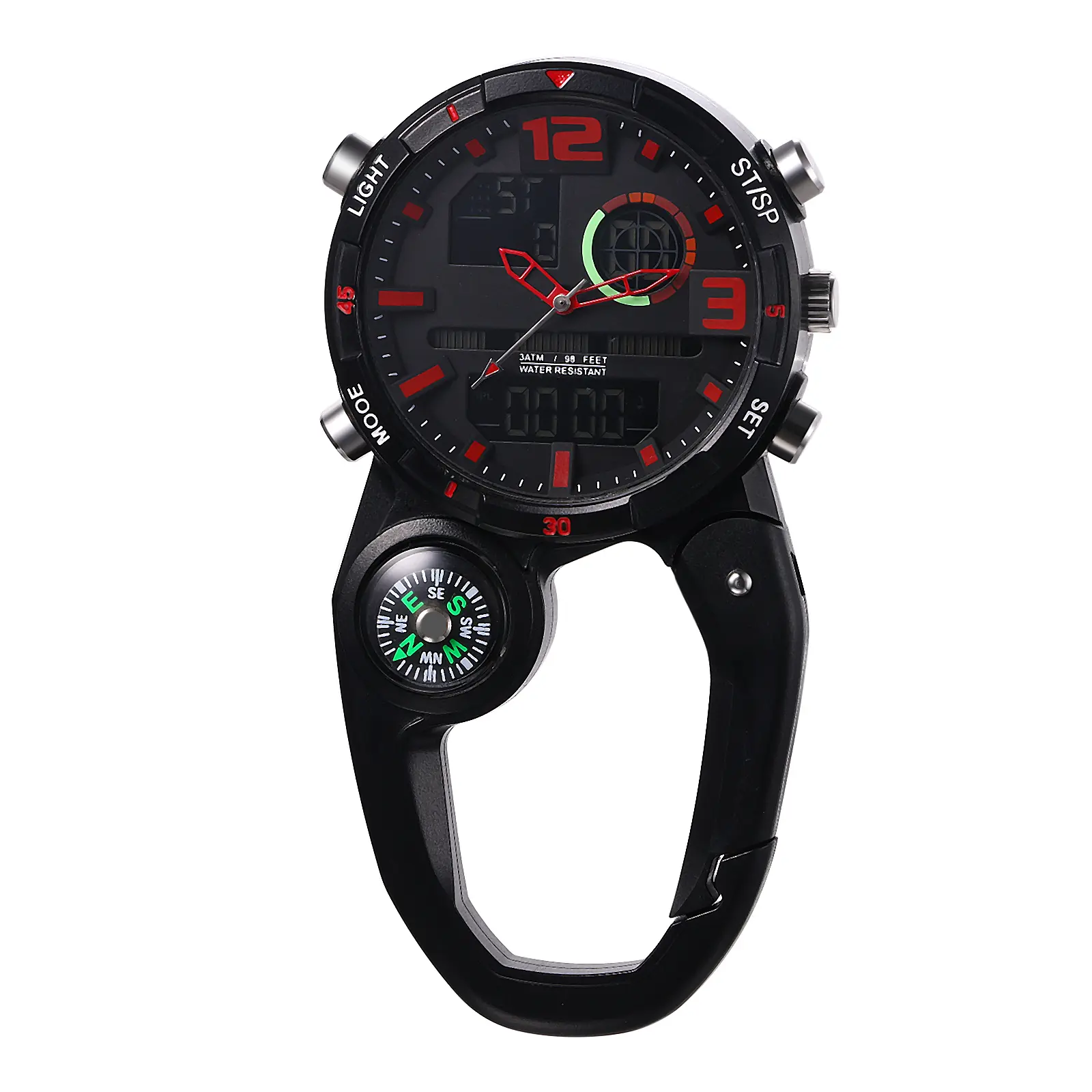 OIDEA Digital Alarm Pocket & Fob Watch, Rugged Plastic Carabiner Clip-On for Hiking & Camping, Unisex with Stopwatch and Backlight, Alarm Pocket & Fob Watches, Digital Electronic Pocket & Fob Watches