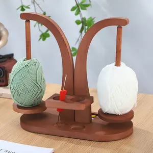 Wood Magnetic Yarn Holder & Double Spindle - Deep Crochet Yarn Ball Keeper with Magnetic Base for, Spinning Needles - Yarn Organizer for Crochet Lovers, Winding Yarn for Crafting, Portable Yarn Spindle for
