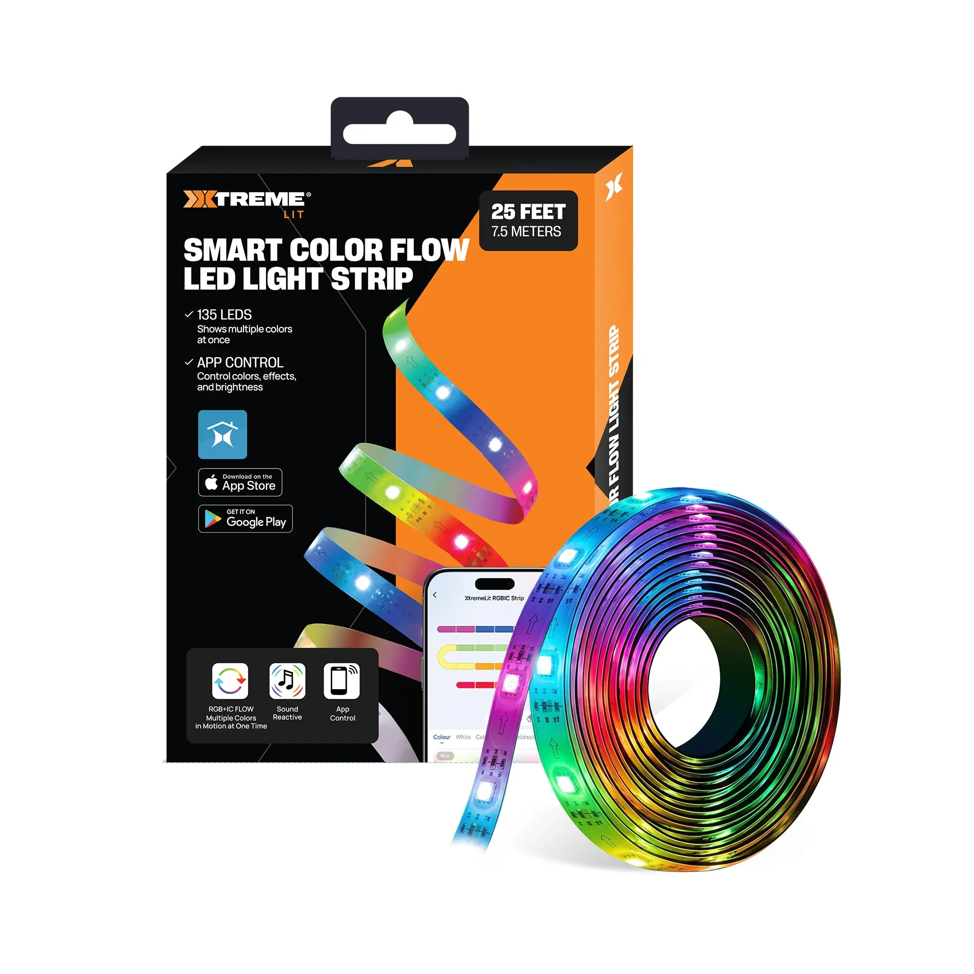 25ft Flowing LED Strip BT - Smart Color Changing LED Lights with Dynamic Effects 25ft Flowing LED Strip BT - Smart Color Changing LED Lights with Dynamic Effects
