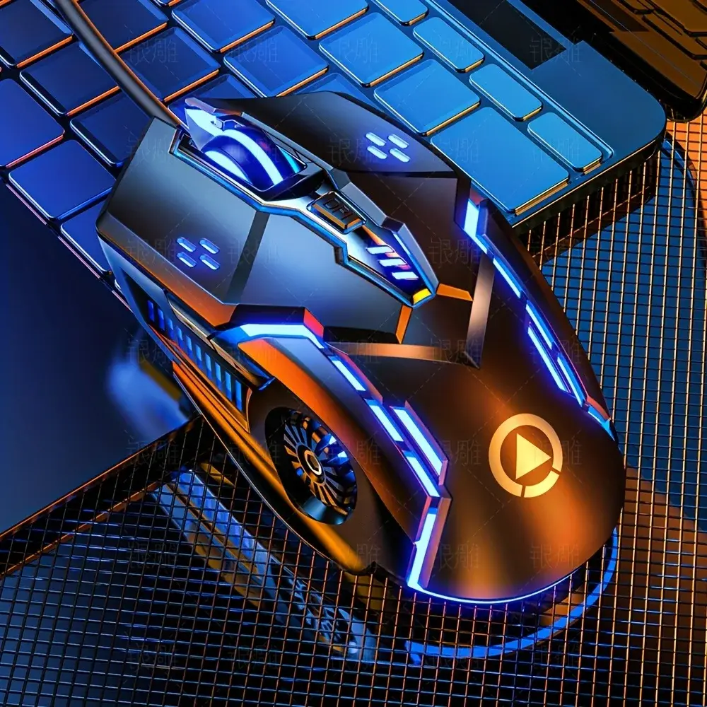 Computer Mouse Carving Silver Carved Mechanical Gaming Mouse, Wired, Suitable for Desktop and ...