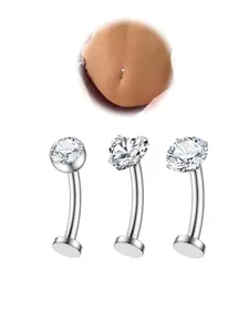 Women's Elegant Rhinestone Decor Belly Rings, Trendy Exquisite Belly Piercing Jewelry, Chic Body Jewelry for Party Decor for Women & Girls