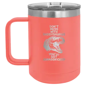 Personalized Daddysaurus 15 oz Mug - Coral