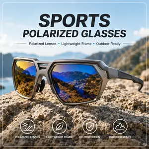 Polarized Fishing Sunglasses for Men Women, Yellow Tint Blue Mirror Sport Sunglasses, Wraparound Outdoor Glasses for Fishing Boating Cycling Driving