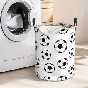 White Dirty Clothes Basketball Pattern Thick and Durable Oxford Cloth with Handle, Large Capacity and Foldable, Fun Basketball for Dirty Clothes and Basketballs, Suitable for Bedroom/bathroom/toy Clothes Storage, Laundry Basket