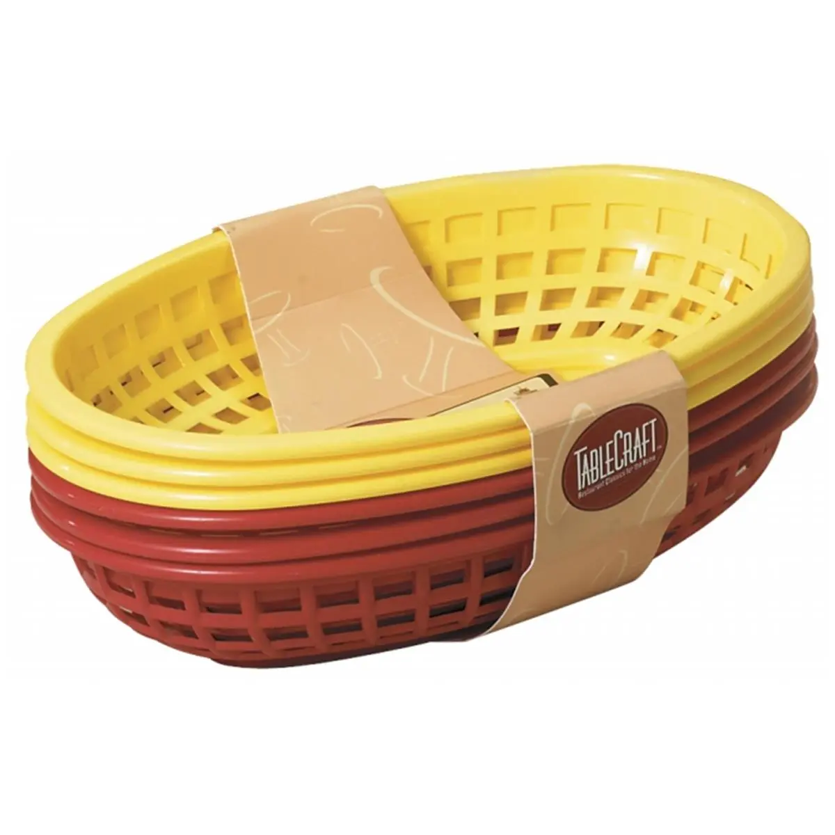 Tablecraft H1074RY-6 6 Piece 9 in. Assorted Red & Yellow Sandwich & Fry Basket Set