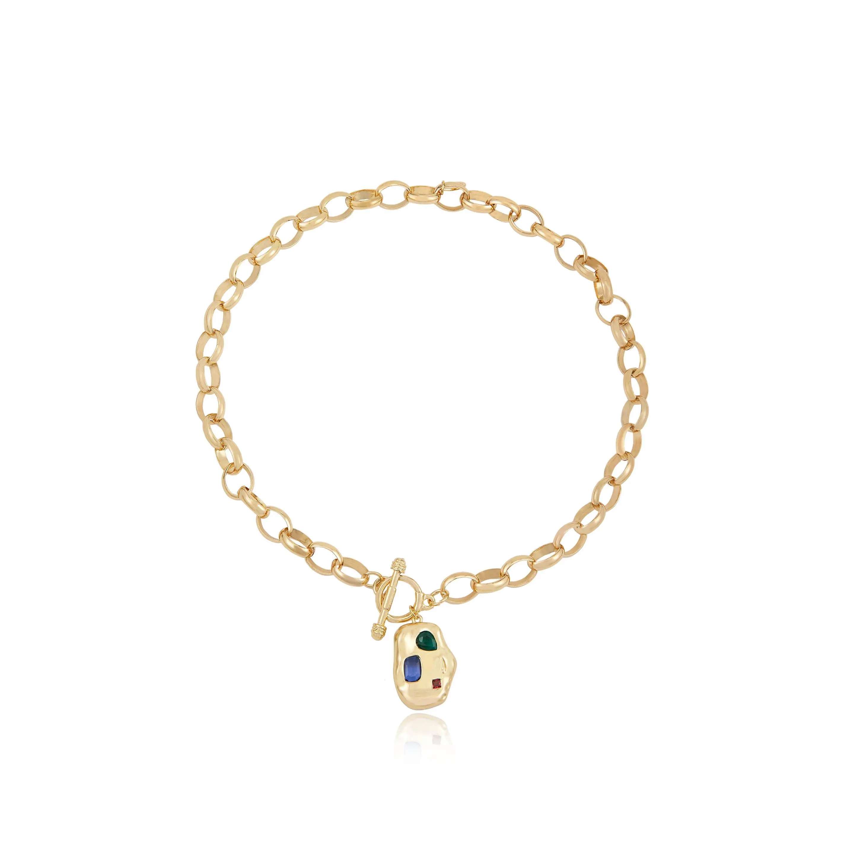 Ettika Rainbow Crystal Nugget Toggle Necklace with Colorful Crystals and Simple Design