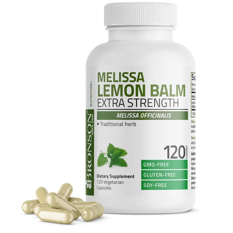 Bronson Labs Extra Strength Melissa Lemon Balm Dietary Supplement Capsules for Adults - 1500 MG per Serving, Vegetarian-Safe, Non-GMO, Gluten-Free, Anti-Stress Relaxation Aid, Daily Nutritional Support