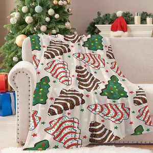 1pc Christmas tree cake pattern blanket, comfortable soft flannel warm blanket, Christmas happy bed blanket, suitable for Christmas sofas, beds, cars, rooms, offices, parties, camping blankets, perfect Christmas gift blanket, Decorative Giftable Blankets