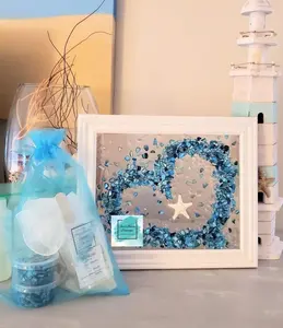 Kit, do it yourself (DIY) resin art kit, diy kit, sea glass picture, shell art, crafting gift, home crafting. Craft kits. Heart.