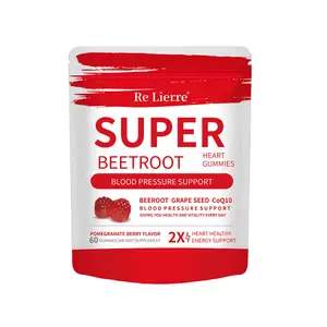 Re Lierre SuperBeet Gummies 60ct Heart Support Daily Energy Vitality with Vitamin C Pomegranate Berry Flavor Blood Pressure & Energy Boost