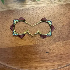Small Beaded Hoop Earrings with Multicolor Beads and Gold Accents for Stylish Accessory
