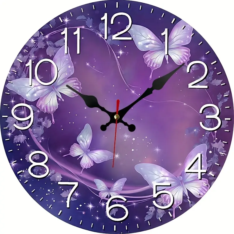 A Round Vintage Butterfly Clock Powered by Batteries, Suitable for Decorating Classic And Beautiful Artwork in Home Bedrooms And Offices