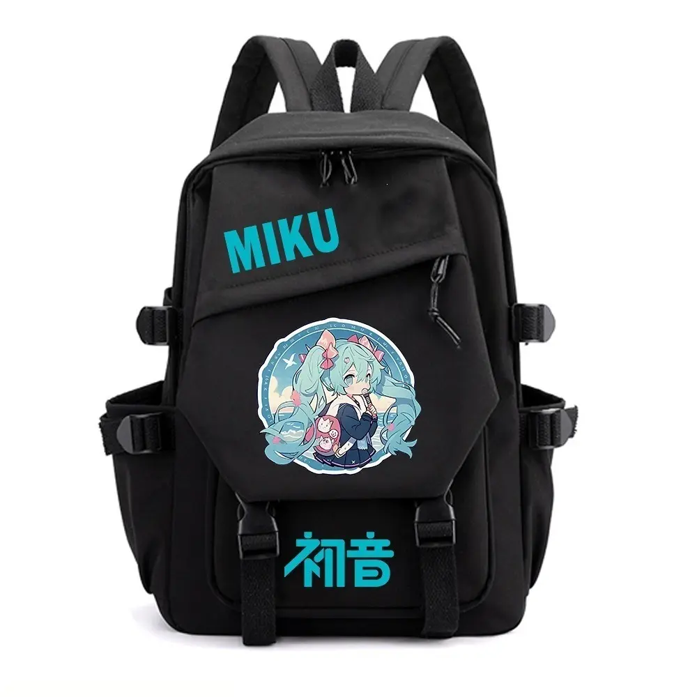 Unisex Hatsune Miku Anime Print Backpack - Cartoonish Casual Functional Luggage Bag