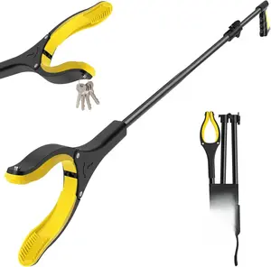 44 Inch Extra Long Grabber Reacher Tool，Foldable Trash Pick Up Stick for Seniors with Strong Grip Magnetic，360°Rotating Anti-Slip Jaw 4" Wide Claw Opening,Hand Grabber for Reaching