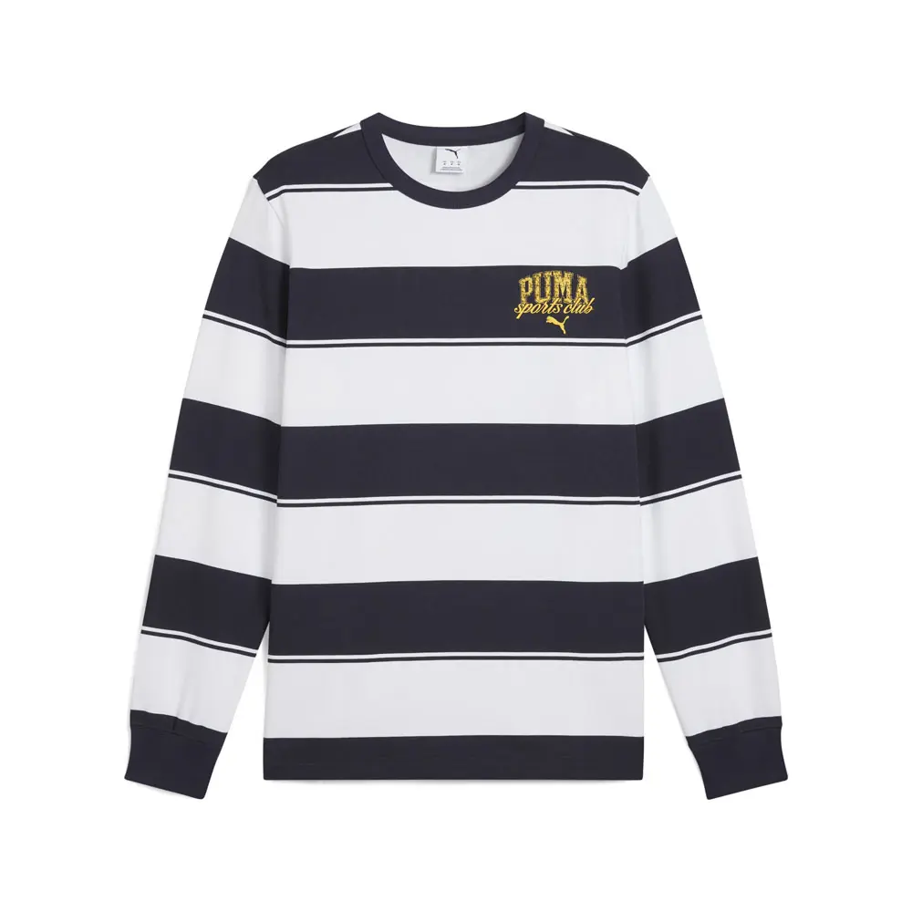 PUMA Mens Class Striped Crew Neck Sweatshirt Casual - Blue