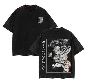 Levi Ackerman Anime Tshirt – Retro Vintage Oversized Washed Heavyweight Cotton Tee, Attack on Titan Merch, Levi Ackerman Graphic shirt, Anime Lover Gift, Casual Streetwear, Manga Fans Clothing, Crewneck Style, Soft Tops , Anime Gift For Boys