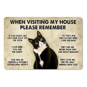 Funny Cat House Rules Metal Sign - Novelty Home Decor (11.81 "" "x7.87" "" "/30x20cm)" ""