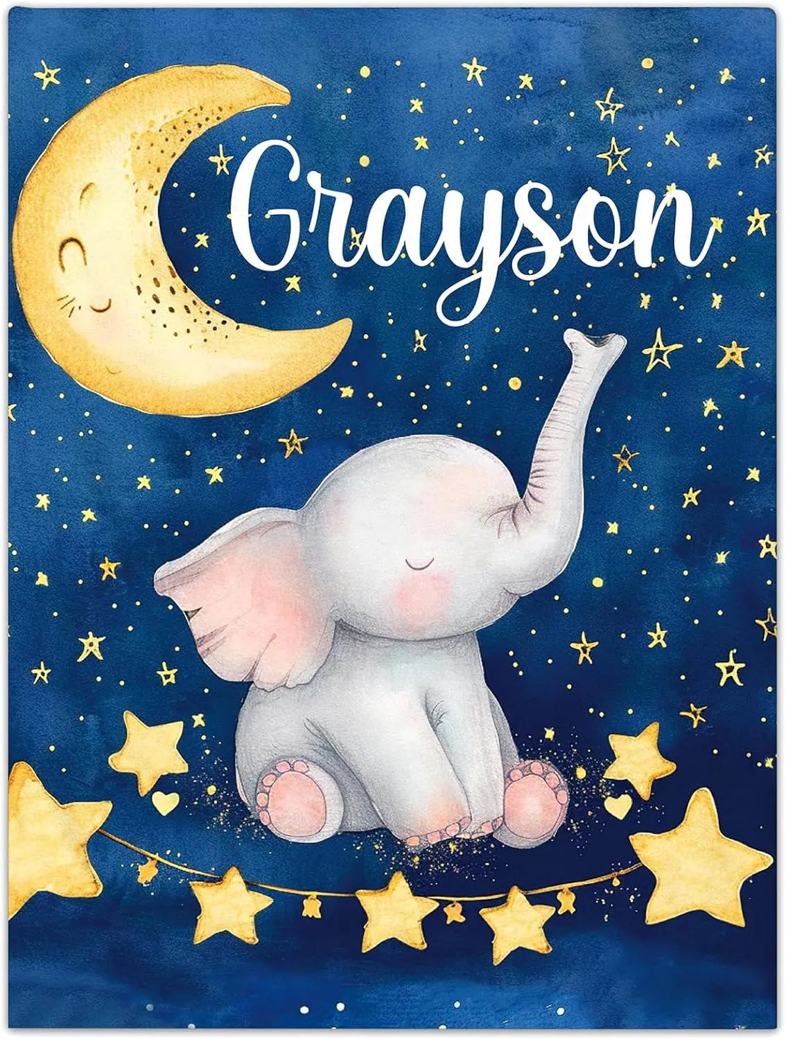 Personalized Blanket for Boys Girls, Custom Blanket with Name Soft Customized Nursery Blanket for Kids Toddler Gifts for Birthday, Shower, Newborn, New Mom