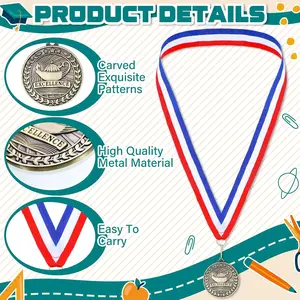 30 Pcs 2'' Award Medals Bulk Gold Winner Medals with Neck Ribbons Metal Trophy Award Prize Gift for Tournaments, Competitions, Party, Kids and Adults