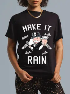 100% Cotton Monopoly Man Make It Rain Logo Portrait T-Shirt