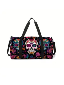 Skull pattern printed large capacity travel duffel bag, portable storage bag, Travel Duffle Bag