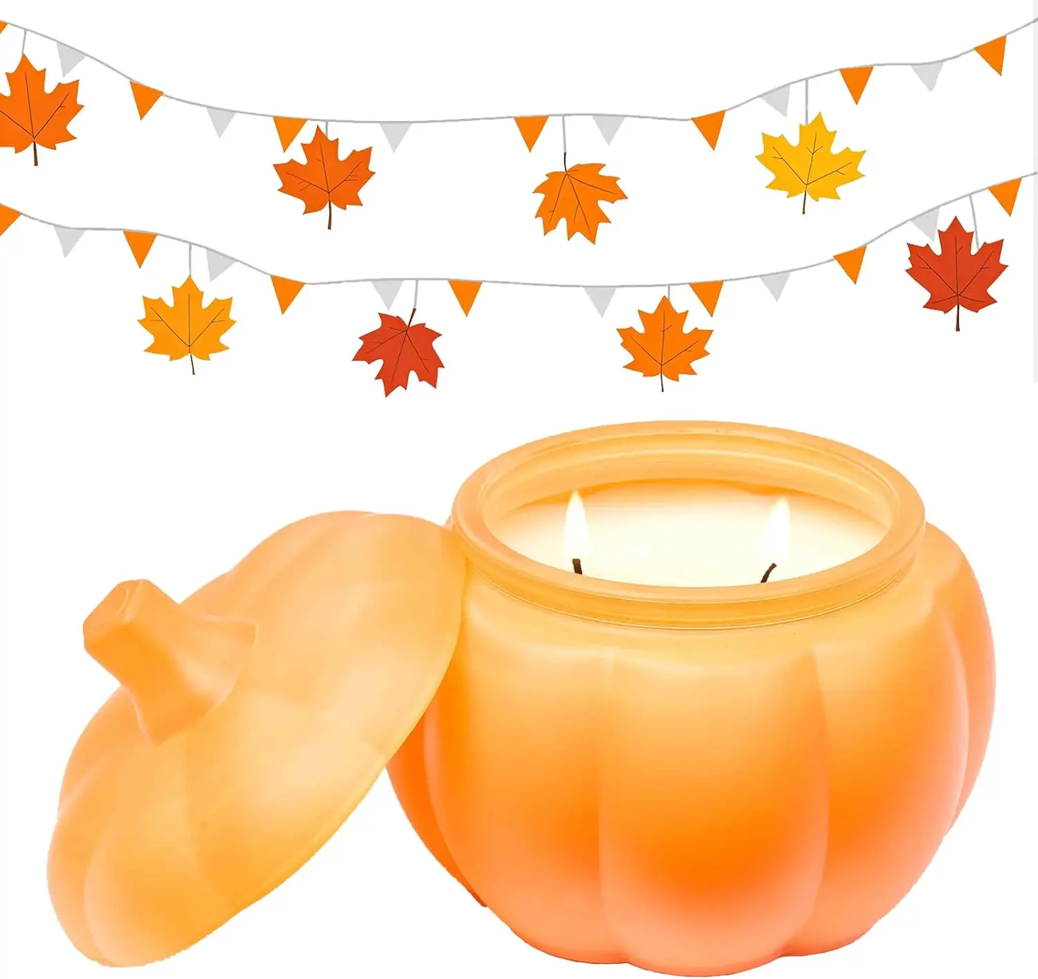 Pumpkin Shaped Soy Candle, 14.5-Oz 85-Hour  Time, Cinnamon Pumpkin Scented Candle for Fall, Halloween & Thanksgiving Candle  Decor