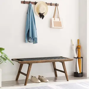 Modway Saoirse 47" Faux Leather Wood Bench in Walnut Black