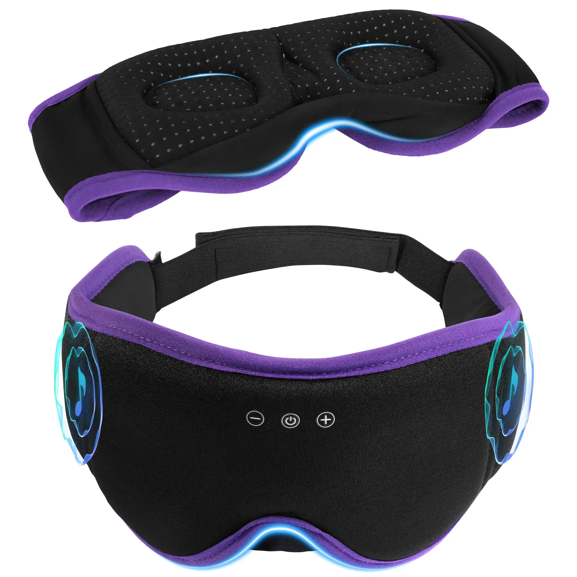 LC-dolida Bluetooth 5.4 Eye Mask with 3D Contoured Headphones - 100% Blackout, 10H Playtime for Side Sleepers, Travel, Meditation