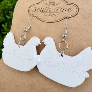 South Pine Designs Milk Glass Inspired Earrings Featuring the famous Hen on a Nest