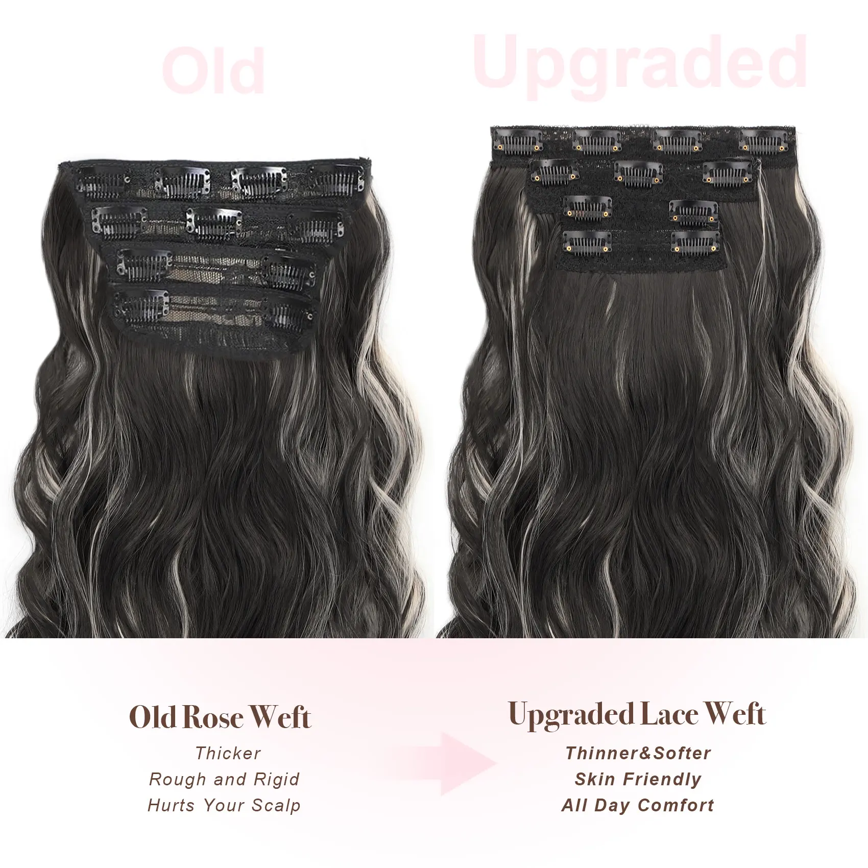 【QBEAUTY】24--Clip- in Synthetic Hair Extensions Long Wavy 4PCS Thick Hairpieces Double Weft Natural Hair Extensions for WomenNew Upgraded Lace Weft Natural Thick Hairpieces Same Amount Of Full Hair With Lighter Weight All Day Comfort Outdoorfun SpringSta 【QBEAUTY】24--Clip- in Synthetic Hair Extensions Long Wavy 4PCS Thick Hairpieces Double Weft Natural Hair Extensions for WomenNew Upgraded Lace Weft Natural Thick Hairpieces Same Amount Of Full Hair With Lighter Weight All Day Comfort Outdoorfun SpringSta
