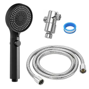 High Pressure Rainfall Shower Head with 5 Modes, 2026 Ultimate Bathroom Upgrade for Low Water Pressure, Matte Black Handheld Sprayer Set