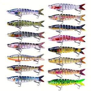 15pcs Wobblers Jointed Crankbait Swimbait Hard Artificial Bait for Fishing Tackle Lure 5.27in/13.4cm 18g for Christmas