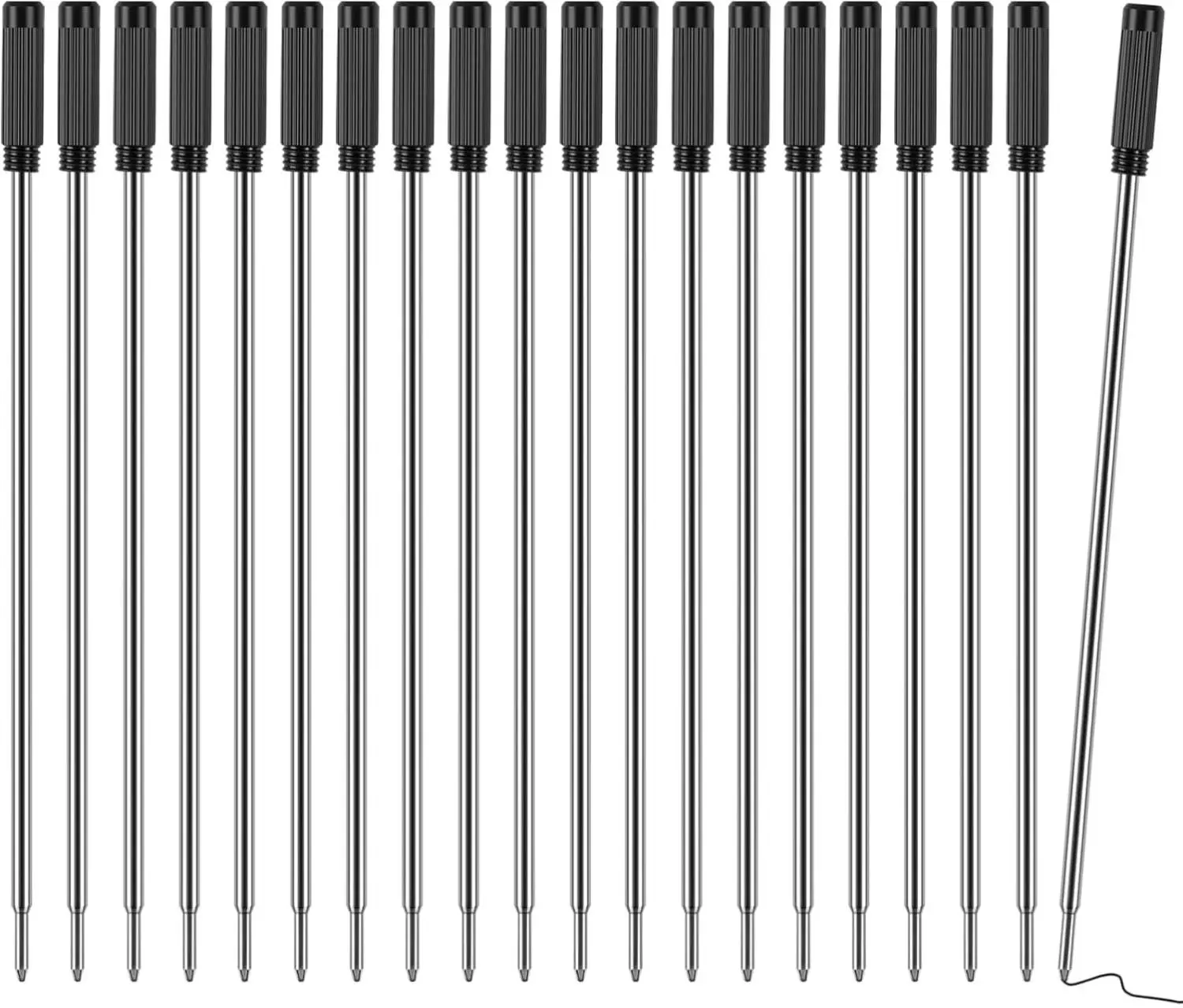 Pen Refills 20P, Replaceable Ballpoint Pen Refills, 1mm Medium Tip, Ink Pen Refills for Twist Pens, Black Ink