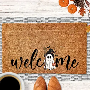 Halloween Ghost Welcome Mat, Halloween Doormat, Halloween Outdoor Decor, Ghost Decor, Trick or Treat Doormat Halloween Home Decor Fall Decor