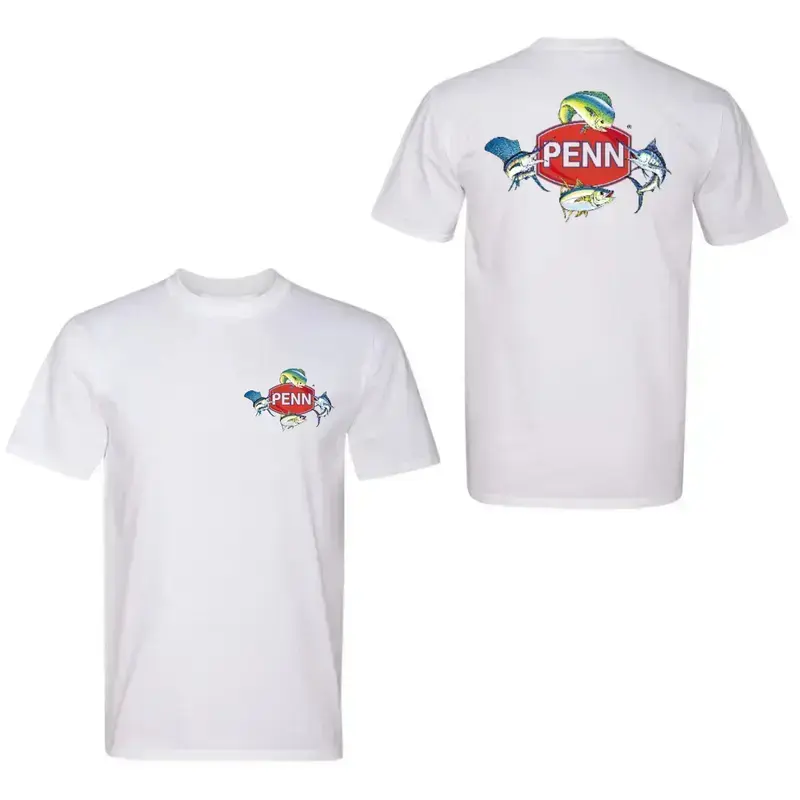 Men's Viral Penn Offshore Saltwater Sportfishing Short-Sleeve Tshirt, Casual Breathable Cotton Round Neck Top, Cool Saltwater Fish Graphic, Summer Outdoor Angler Streetwear