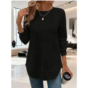 Fall Women's Side Split Sweatshirt - Long Sleeve Trending Fashion Top