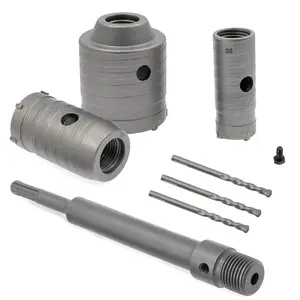 Concrete Hole  Kit, 30mm 40mm 60mm Hole  Drill Bit Set SDS Plus Shank Wall Hole  with 202mm Connecting Rod for Brick Concrete Cement Stone Wall Air Conditioner Masonry Tile
