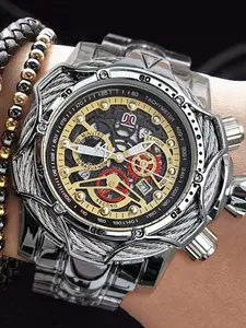 Oversized dial, Skeleton watches, Analog watches, light luxury and cool clown series, simple large dial men's watches, best-selling watches for male students and teenagers, Korean street personality trend fashion, men's watches