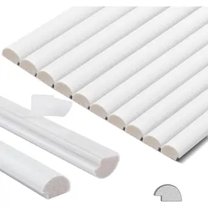 10-Pack Tile Edge Trim, 12" Wall Molding Trim for Peel and Stick Backsplash Tile, Tile Edge Decorative Liner Comes with 12 count  Double-Sided Tape (White)
