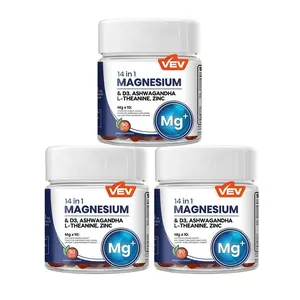 VEV Magnesium Gummies 14-in-1 with Ashwagandha, L-Theanine, D3 & Zinc - Natural Calm, Stress Relief & Deep Sleep Support for Adults - Non-GMO, Vegan Vitamin Dietary Supplement