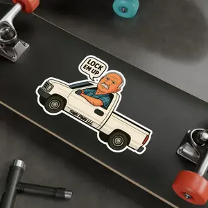 Angry Grandpa Lock Em Up Truck Vinyl Sticker, Funny Truck Vinyl Sticker for Car, Laptop, Toolbox, Gift for Men