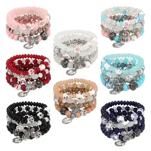 4Pcs Unisex Boho Bracelet Set - Hollow Out Tree Charms Beaded Hand Jewelry for Casual & Party Wear