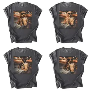 Comfort Colors Funny Dog Shirt, 50+ Dog Drinking Iced Coffee Tee, 50+ Dog Breeds Available, Dachshund Wiener Dog Shirt, Cute Dog Lover Gift