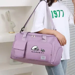 1pc Skull Pattern Travel Bag, Skull Print Multi-functional Gym Bag, Multifunctional Sports Bag, Outdoor Fitness Bag, Large-Capacity Casual Nylon Duffel Bag, Lightweight, With A Separate Shoe Compartment, Ideal for Fitness, Sports & Short Trips