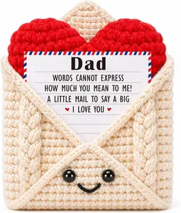 Funny Dad Gifts Fathers Day Birthday Gift for Dad, from Daughter Son - Father's Day Presents Ideas Gifts for Father Father-in-law Grandpa Husband from Wife, Cute Handmade Crochet Heart Envelope Decor