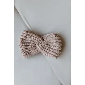 Women's Mauve Chenille Knit Headband - Fashionable Center Twist Ear Warmer, Luxuriously Soft 100% Acrylic, Comfortable for Everyday Wear