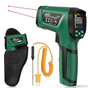 Infrared Thermometer Gun, SQECH Laser Temperature Gun -40℉~2192℉ (-40℃~1200℃), 50:1 Non-Contact High Temp Thermometer with K Type Thermocouple Probe, Color Backlight, Adjustable Emissivity, Suitable for Industrial & Home Use
