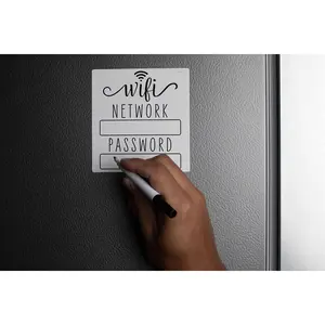 White Black WiFi Password Sign Fridge Magnet, WiFi Sign with Black Wet Erase Pen, Magnetic WiFi Password Sign for Home, WiFi Sign for Guests, Compatible with Airbnb Essentials for Hosts, 4.75x5.0 in Decor Kitchen Farmhouse beaded flowers