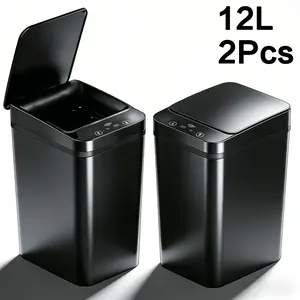 6" Ultra-Thin Touchless Trash Can with Wave/Kick/Knee Sensor | 2.91Gal Automatic Garbage Bin, 1/2 Pack, Always-On Mode & Odor-Seal for Bathroom Kitchen | 2 AA Batteries Required (Not Included)